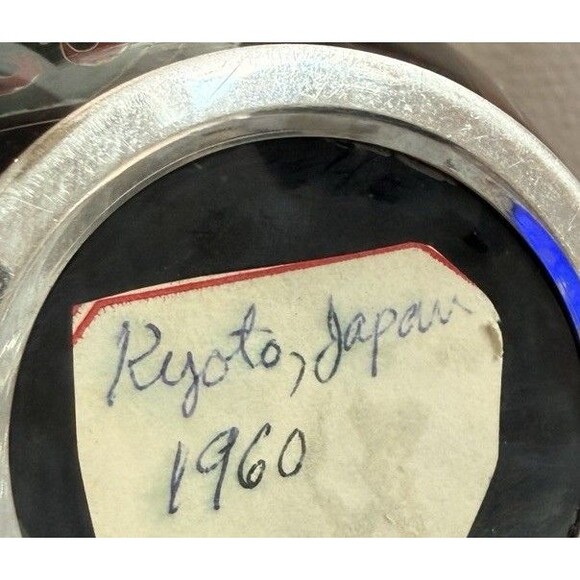 Japanese CLOISONNE Bud Vase Red Brown Gold Fleck Phoenix Bird Kyoto Butterfly - Picture 13 of 16